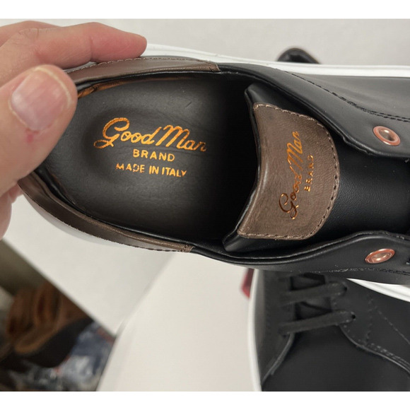GoodMan Mens Sneakers 9.5 Legend London Black Italy Leather Shoes Good Man - Picture 3 of 11